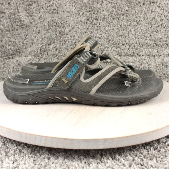 Skechers Reggae Sandals Womens 10 Gray Strappy Comfort Outdoor Casual - Picture 1 of 10
